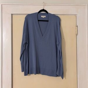 Women's Blue V-Neck Sweater